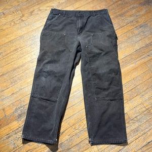 Carhartt 38x30 B136 Double Front Washed Duck Loose Fit Pants Dark Brown